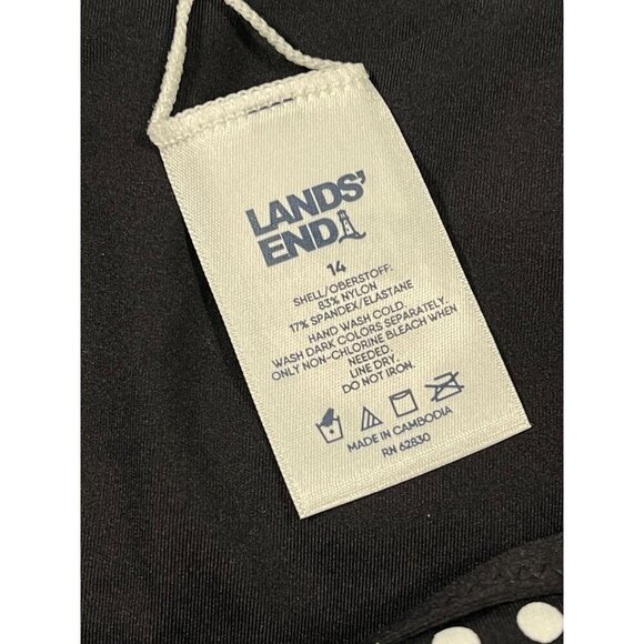Lands’ End Reversible High-Waisted Bikini Bottom Black Polka Dot Size 14 NWT - Picture 6 of 9